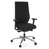 Sort Professionel kontorstol PRO-TEC 700 med armlæn og blankt femstjernet fodkryds med hjul fra hjh OFFICE – 360-graders visning (forfra 20°)