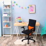 Snurrestol til børn KIDDY PRO AL i sort-orange med armlæn og hjul fra hjh OFFICE
