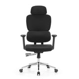Sort Professionel kontorstol Ergomy F 2 med stofbetræk og femhjulet fodkryds fra hjh OFFICE – 360-graders visning (forfra 0°)