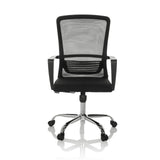 Sort Home Office kontorstol STAR-TEC S med mesh-ryglæn og femhjulet fodkryds fra hjh OFFICE – 360-graders visning (forfra 0°)