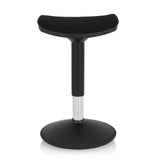 Schwarze Stehhilfe BALANCE SIT I B mit geschwungener Sitzfläche und rundem Standfuß von hjh OFFICE – 360-Grad-Ansicht (Frontansicht 0°)