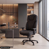 Sort XXL Pullmann Gen2 drejestol med quiltet stofbetræk og armlæn i et moderne kontor fra hjh OFFICE