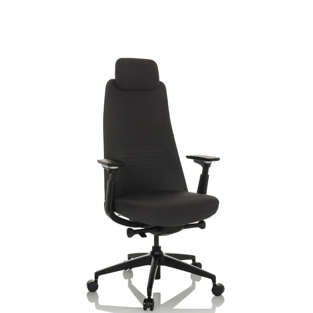 Sort Professionel kontorstol YUCANO med nakkestøtte og justerbare armlæn fra hjh OFFICE