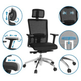 Professionel kontorstol ASTRA LUX i sort med netryg og forskellige indstillingsmuligheder fra hjh OFFICE