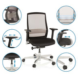 High End kontorstol FOUNTAINE i sort med justerbare armlæn og gasfjeder fra hjh OFFICE