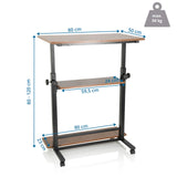 Måltegning af Ståskrivebord WORKSTATION II med 80 × 50 cm og en højde fra 80 til 120 cm fra hjh OFFICE