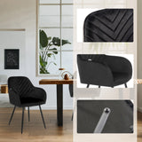 Sort Spisestuestol CHARVELLE med stikningsdetaljer og slanke ben fra hjh LIVING