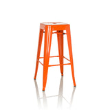 Orange Barstol VANTAGGIO HIGH med fire ben og integrerede fodstøtter fra hjh OFFICE – 360-graders visning (sideprofil 105°)