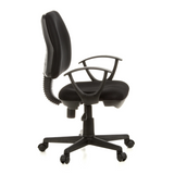 Sort Home Office kontorstol CITY 10 med netryg, armlæn og femstjernet fodkryds med hjul fra hjh OFFICE – 360-graders visning (sideprofil 80°)