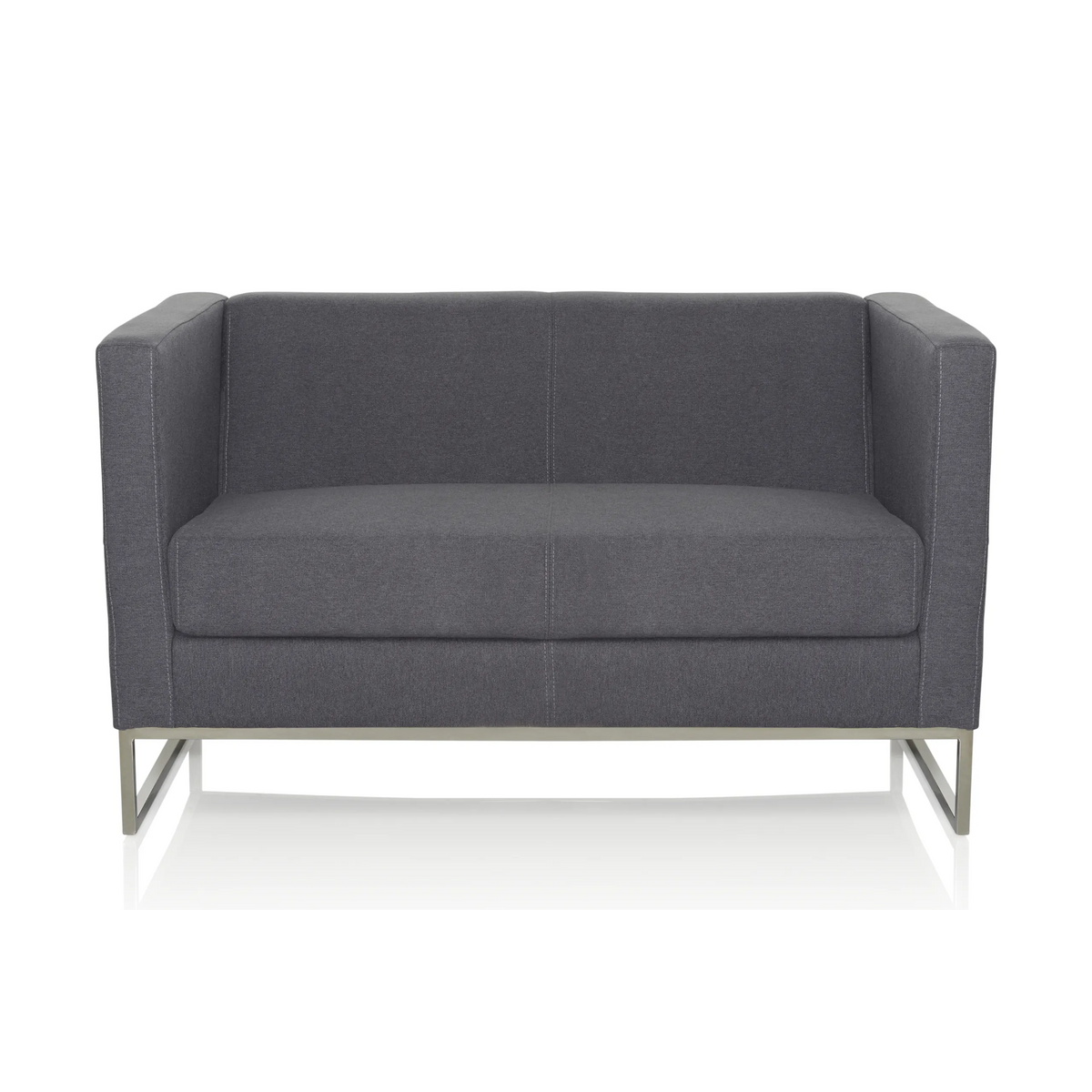 Mørkegrå Loungesofa BARBADOS som to-personers sofa med metalstel fra hjh OFFICE – 360-graders visning (forfra 0°)
