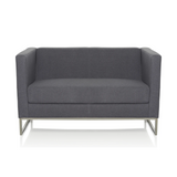 Mørkegrå Loungesofa BARBADOS som to-personers sofa med metalstel fra hjh OFFICE – 360-graders visning (forfra 0°)