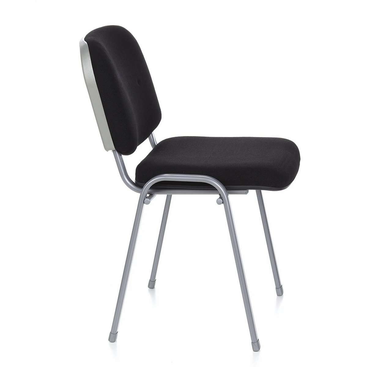 Sort stol med fire ben XT 600 S med sølvfarvet stel fra hjh OFFICE – 360-graders visning (sideprofil 80°)
