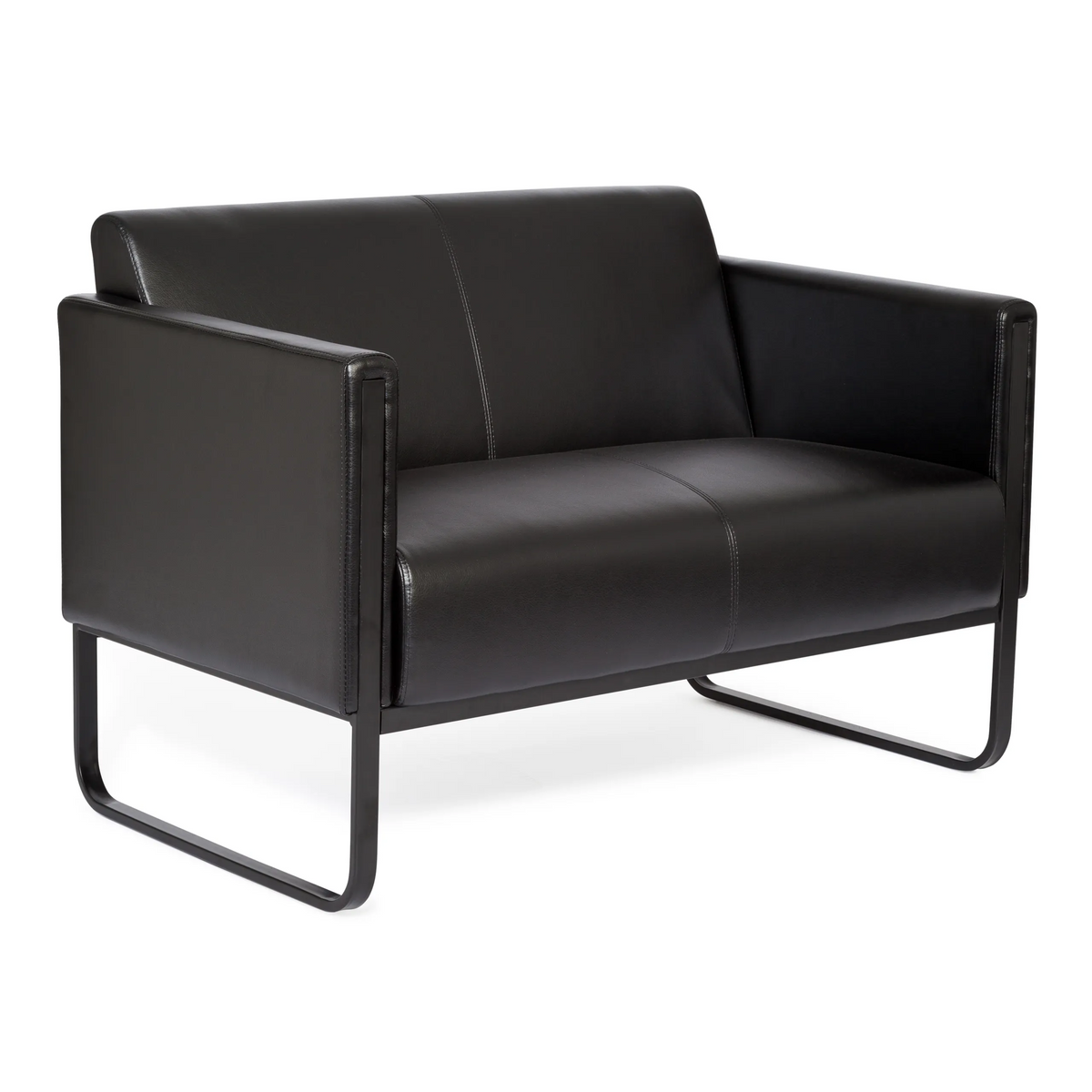 Sort loungesofa BALI BLACK som to-personers sofa med armlæn og metalstel fra hjh OFFICE – 360-graders visning (bagfra 180°)