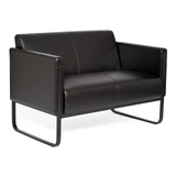 Sort loungesofa BALI BLACK som to-personers sofa med armlæn og metalstel fra hjh OFFICE – 360-graders visning (bagfra 180°)
