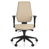Beige Professionel kontorstol PRO-TEC 500 med armlæn og et sort femstjernet understel med hjul fra hjh OFFICE – 360-graders visning (forfra 0°)