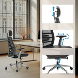 Justerbar nakkestøtte, armlæn og sædehøjde på High End kontorstol SPINIO ELITE L fra hjh OFFICE