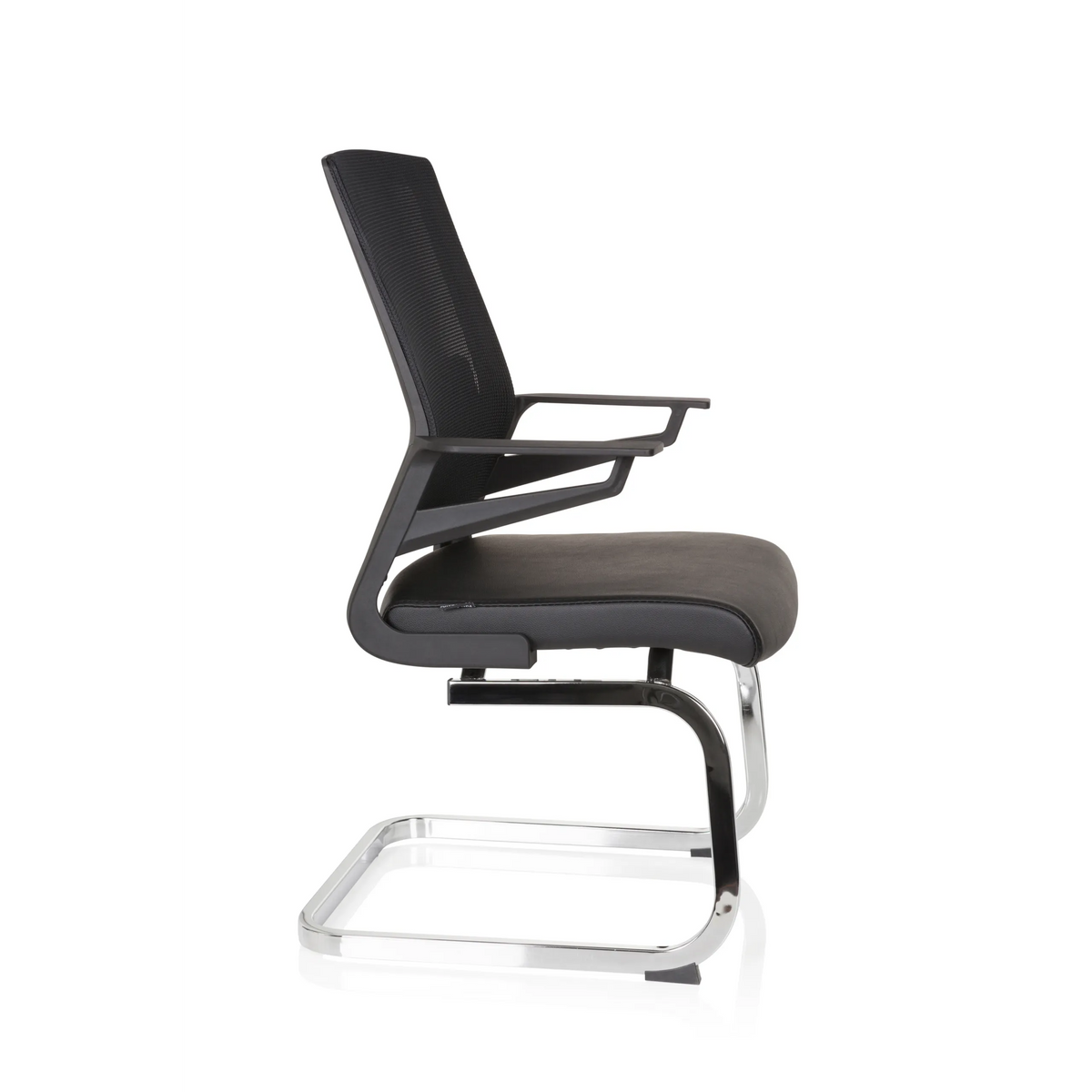 Sort Frisvinger INVENTOR V PRO med netryg, armlæn og mederamme fra hjh OFFICE – 360-graders visning (sideprofil 80°)