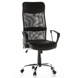 Sort Home Office chefstol ARTON 20 med netryg og femhjulet fodkryds fra hjh OFFICE – 360-graders visning (forfra 20°)