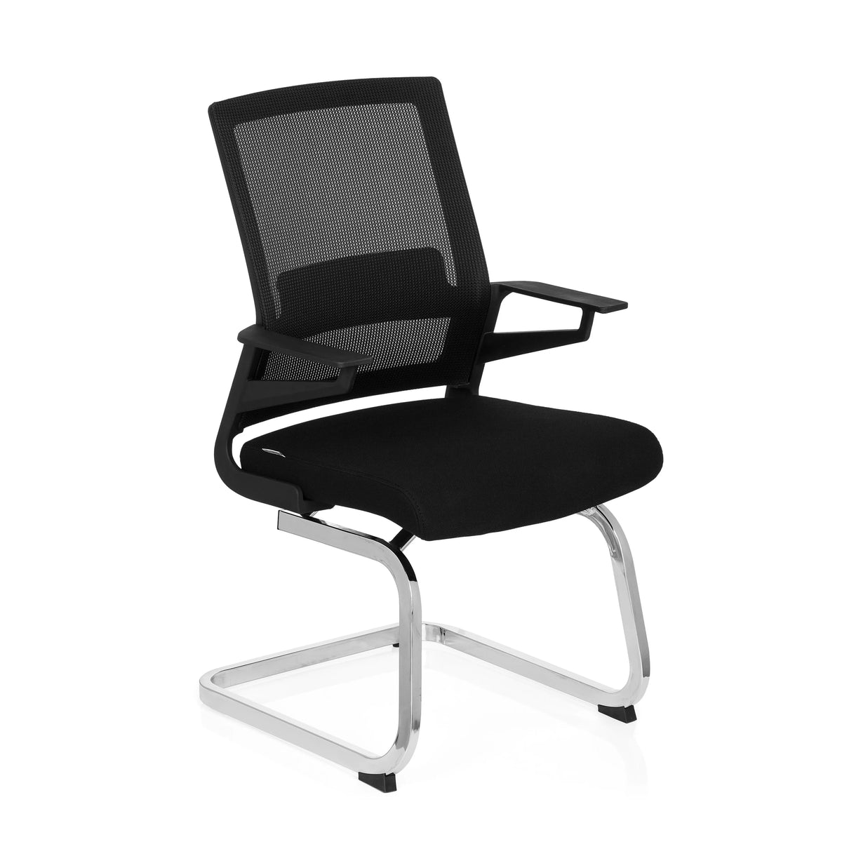 Sort Frisvinger INVENTOR V med netryg, armlæn og medestel fra hjh OFFICE – 360-graders visning (skråt forfra 40°)