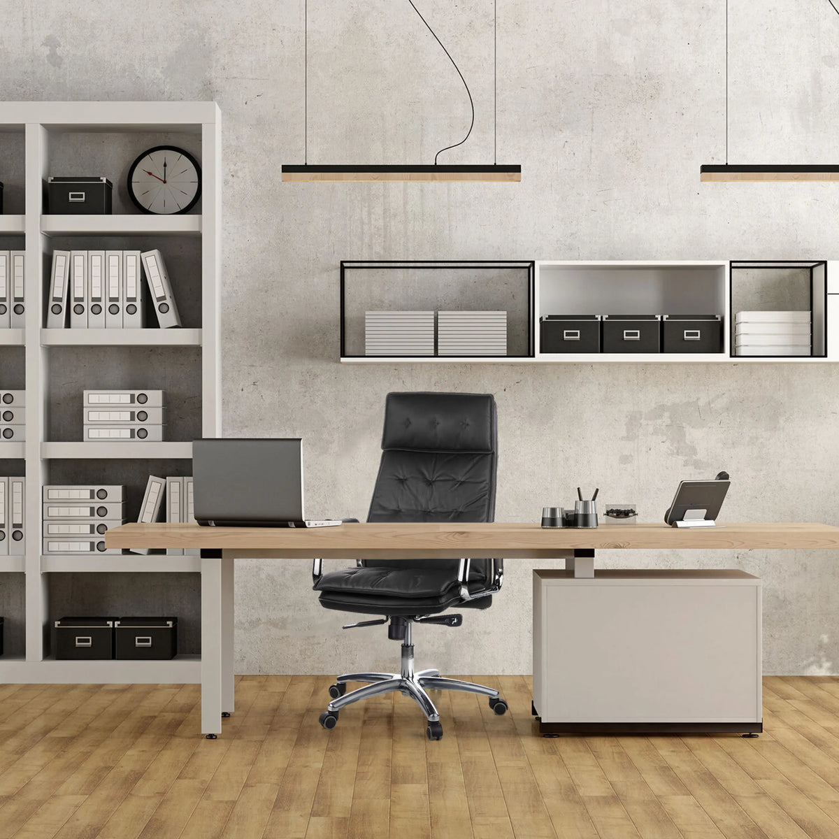 Professionel chefstol VILLA 20 i sort med quiltet polstring og metalstjernefod fra hjh OFFICE