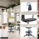 Funktionelle detaljer på TOP WORK B1 diskstol med fodring og justerbar højde fra hjh OFFICE (AI-genereret billede)