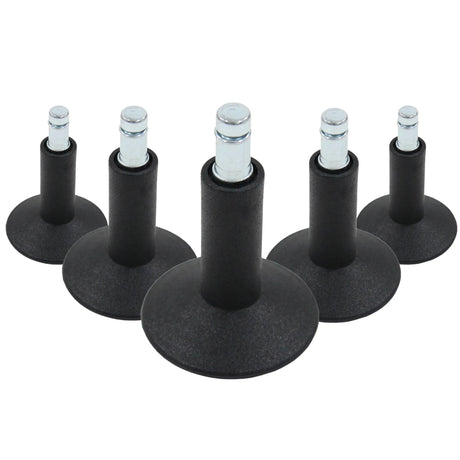 Fem sorte Glidere til stoleben 5 x STAND Nr. 12 med metalskruestift til alle gulve fra hjh OFFICE