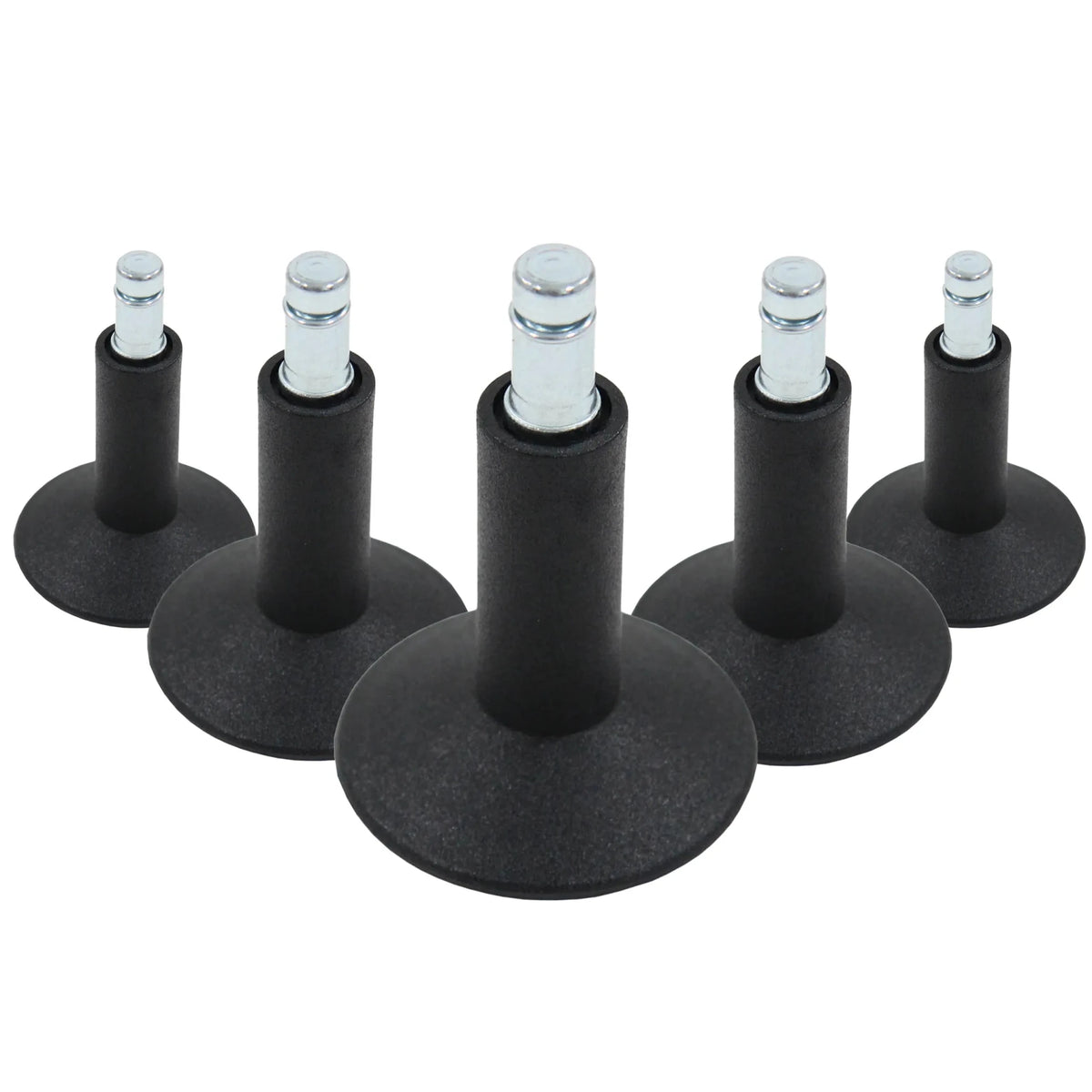 Fem sorte Glidere til stoleben 5 x STAND Nr. 12 med metalskruestift til alle gulve fra hjh OFFICE