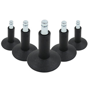 Fem sorte Glidere til stoleben 5 x STAND Nr. 12 med metalskruestift til alle gulve fra hjh OFFICE