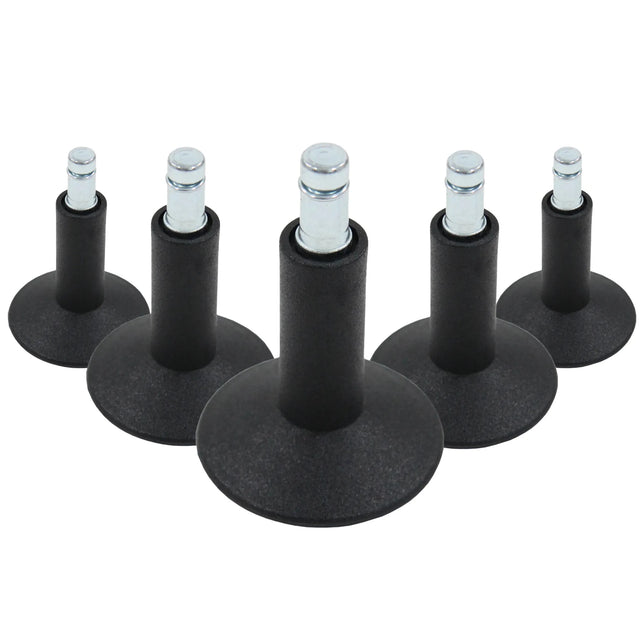Fem sorte Glidere til stoleben 5 x STAND Nr. 12 med metalskruestift til alle gulve fra hjh OFFICE