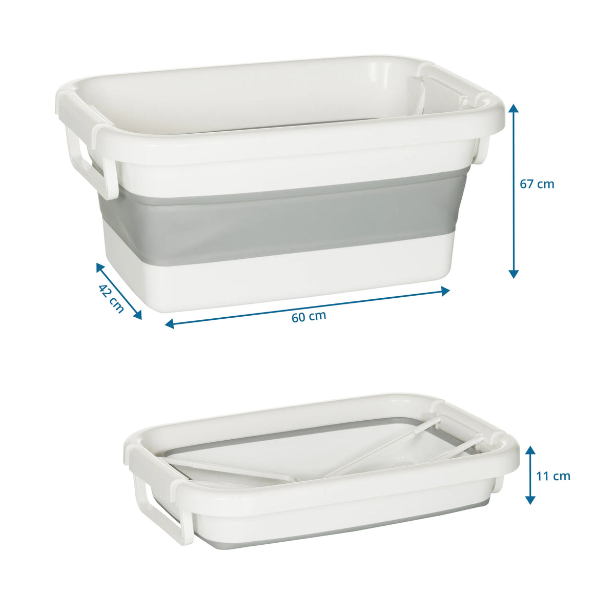 Måltegning af Foldbar beholder CLEAN SILW med 60 x 67 cm i grå-hvid fra hjh OFFICE