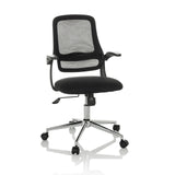 Schwarzer Homeoffice-Bürostuhl MIKO B ECO mit Netzrücken und Fußkreuz mit fünf Rollen von hjh OFFICE – 360-Grad-Ansicht (Frontansicht 15°)