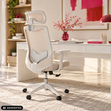 Home Office kontorstol MIKEO W i beige ved et skrivebord i et lyst rum fra hjh OFFICE