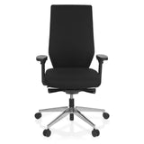 Sort Professionel kontorstol PRO-TEC 700 med armlæn og blankt femstjernet fodkryds med hjul fra hjh OFFICE – 360-graders visning (forfra 0°)