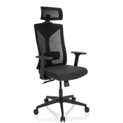 Professionel kontorstol KODIAK i sort med netryg, nakkestøtte og armlæn fra hjh OFFICE