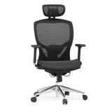 Sort High End kontorstol VENUS ONE med netryg og femstjernet fodkryds med hjul fra hjh OFFICE – 360-graders visning (forfra 15°)