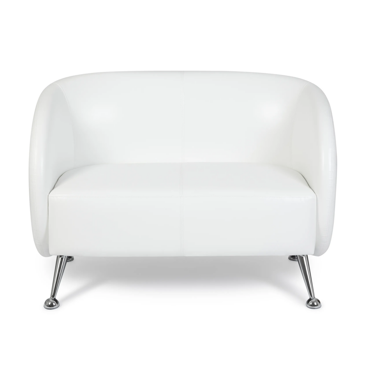 Hvid loungesofa ST. LUCIA som topersoners sofa med blanke metalfødder fra hjh OFFICE – 360-graders visning (forfra 0°)