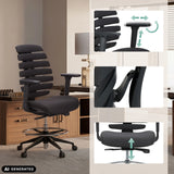 Verstellbare Armlehnen, Rückenlehne und Sitzhöhe des Counterstuhls ERGO LINE II WORK in Schwarz von hjh OFFICE