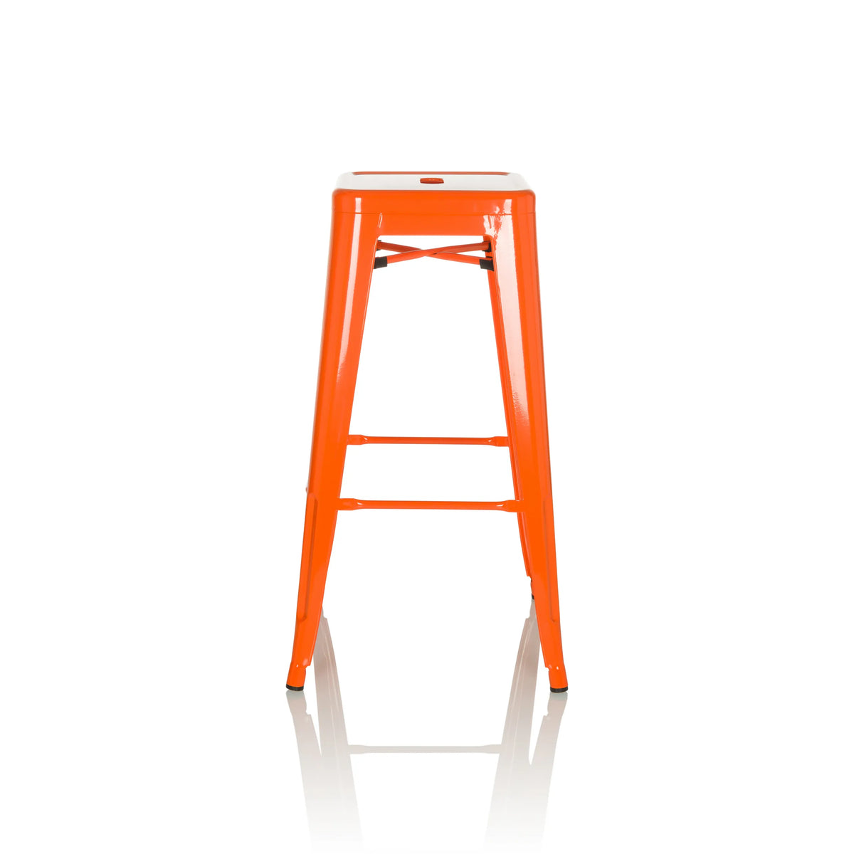 Orange Barstol VANTAGGIO HIGH med fire ben og integrerede fodstøtter fra hjh OFFICE – 360-graders visning (sideprofil 90°)
