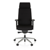 Sort Professionel kontorstol MOVE-TEC PRO 3D med nakkestøtte og femhjulet fodkryds fra hjh OFFICE – 360-graders visning (forfra 0°)