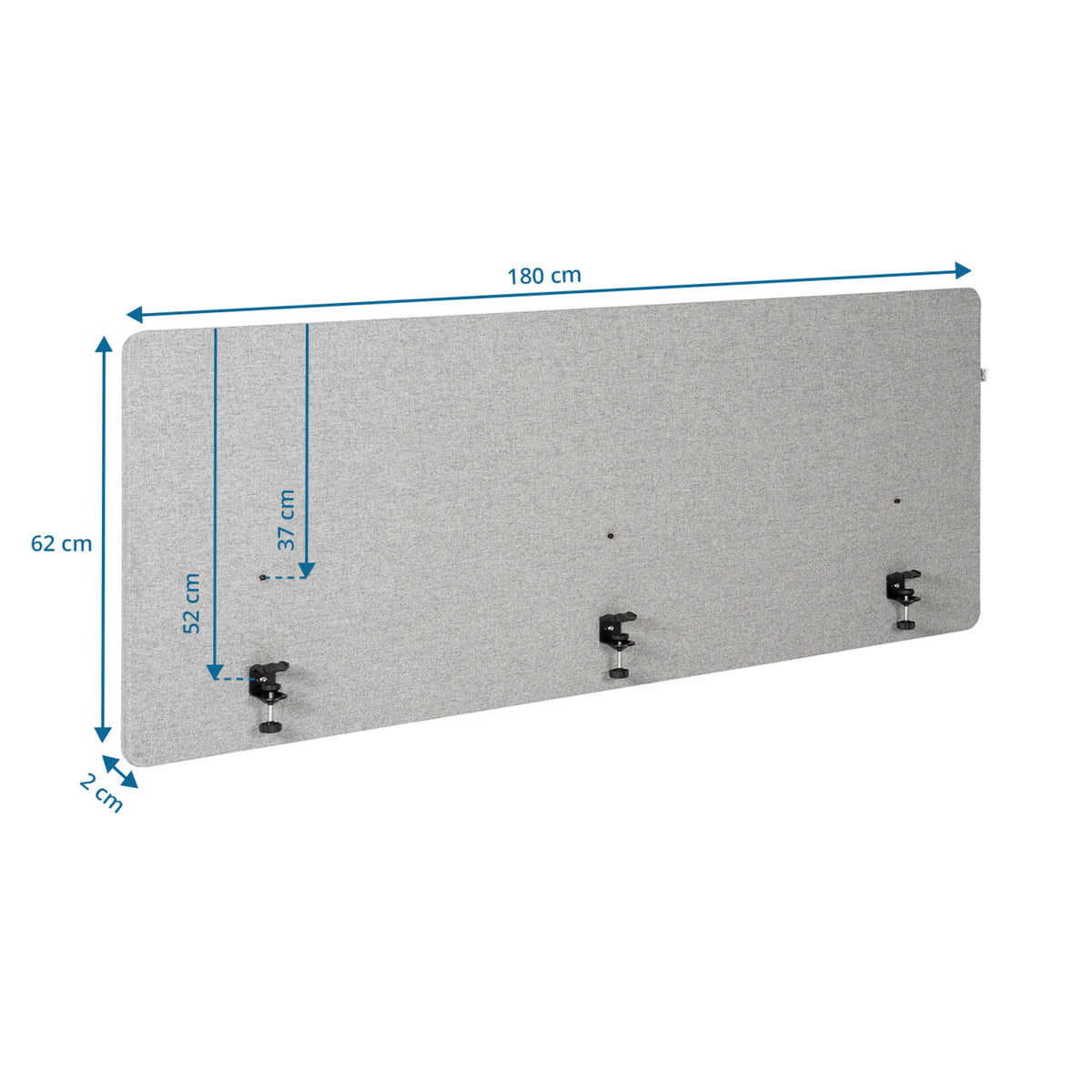 Måltegning af bordopdeler FLEXMIUT D 180 med 180 × 62 cm fra hjh OFFICE