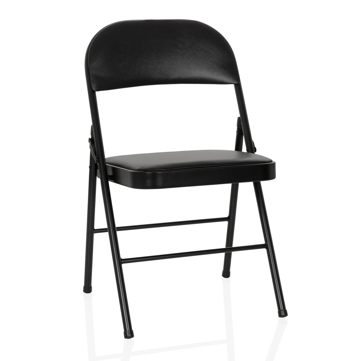 Schwarzer Klappstuhl TUDELA H mit Polsterung aus Kunstleder von hjh OFFICE – 360-Grad-Ansicht (Frontansicht 15°)