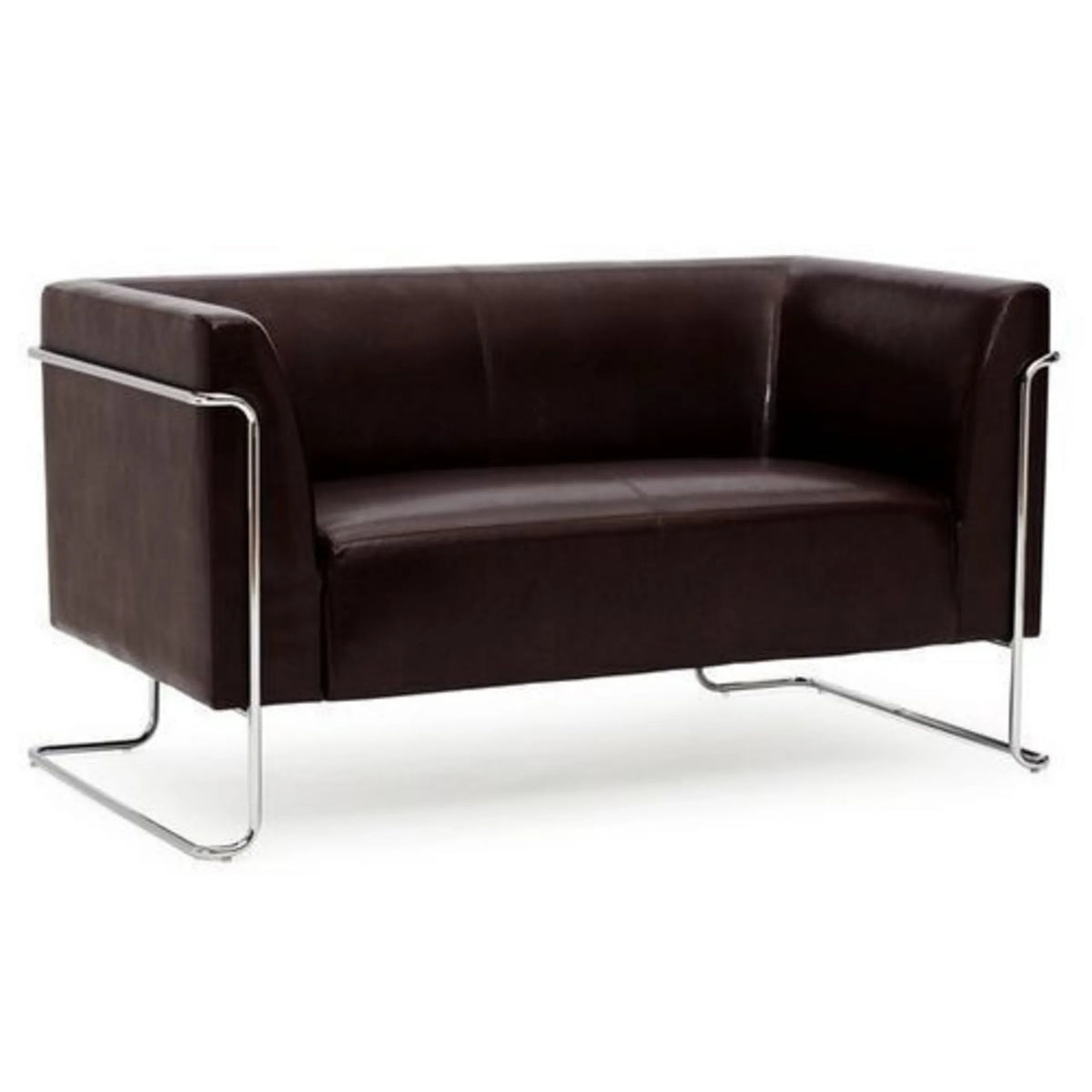 Brun CURACAO loungesofa som to-personers sofa med forkromet stel fra hjh OFFICE