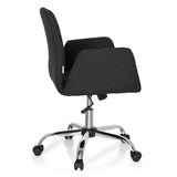 Sort Home Office kontorstol FLOW med armlæn og blankt femstjernet fodkryds med hjul fra hjh OFFICE – 360-graders visning (sideprofil 100°)