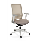 Beige Professionel kontorstol PURE WHITE med netryg og femhjulet fodkryds fra hjh OFFICE – 360-graders visning (skråt forfra 40°)