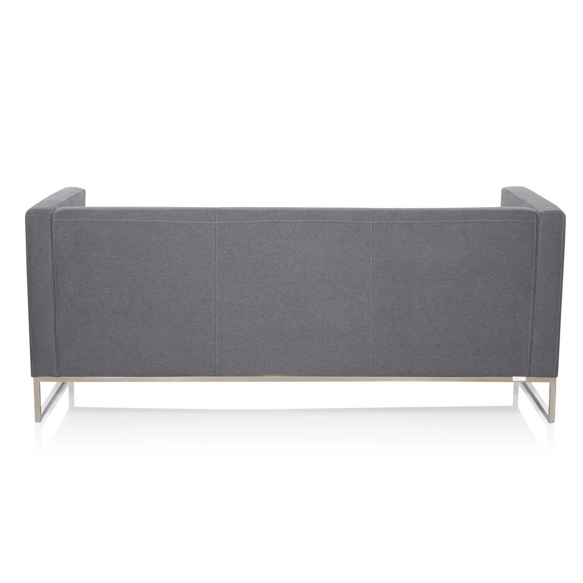 Mørkegrå loungesofa BARBADOS som 3-personers sofa med metalstel fra hjh OFFICE – 360-graders visning (skråt bagfra 240°)