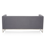 Mørkegrå loungesofa BARBADOS som 3-personers sofa med metalstel fra hjh OFFICE – 360-graders visning (skråt bagfra 240°)