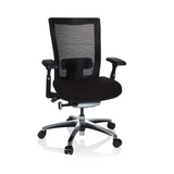 Sort High End kontorstol NOVA PRO ALU med netryg og femhjulet fodkryds fra hjh OFFICE – 360-graders visning (forfra 20°)