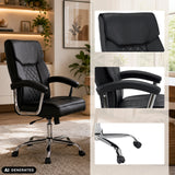 Sort Relax Prestio Home Office kontorstol med syet mønster, armlæn og forkromet fodkryds med hjul fra MyBuero