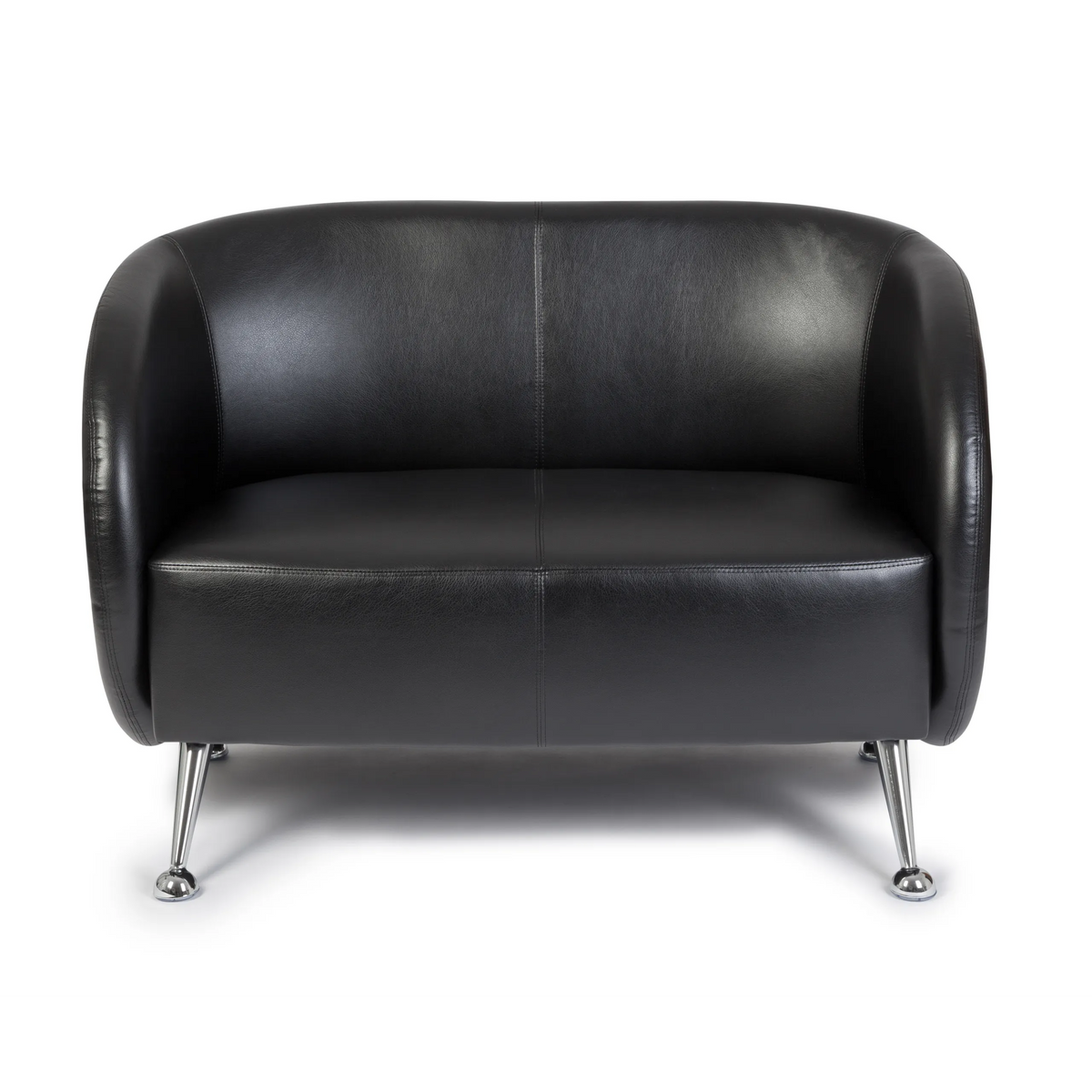 Sort loungesofa ST. LUCIA som topersoners sofa med blanke metalfødder fra hjh OFFICE – 360-graders visning (forfra 0°)