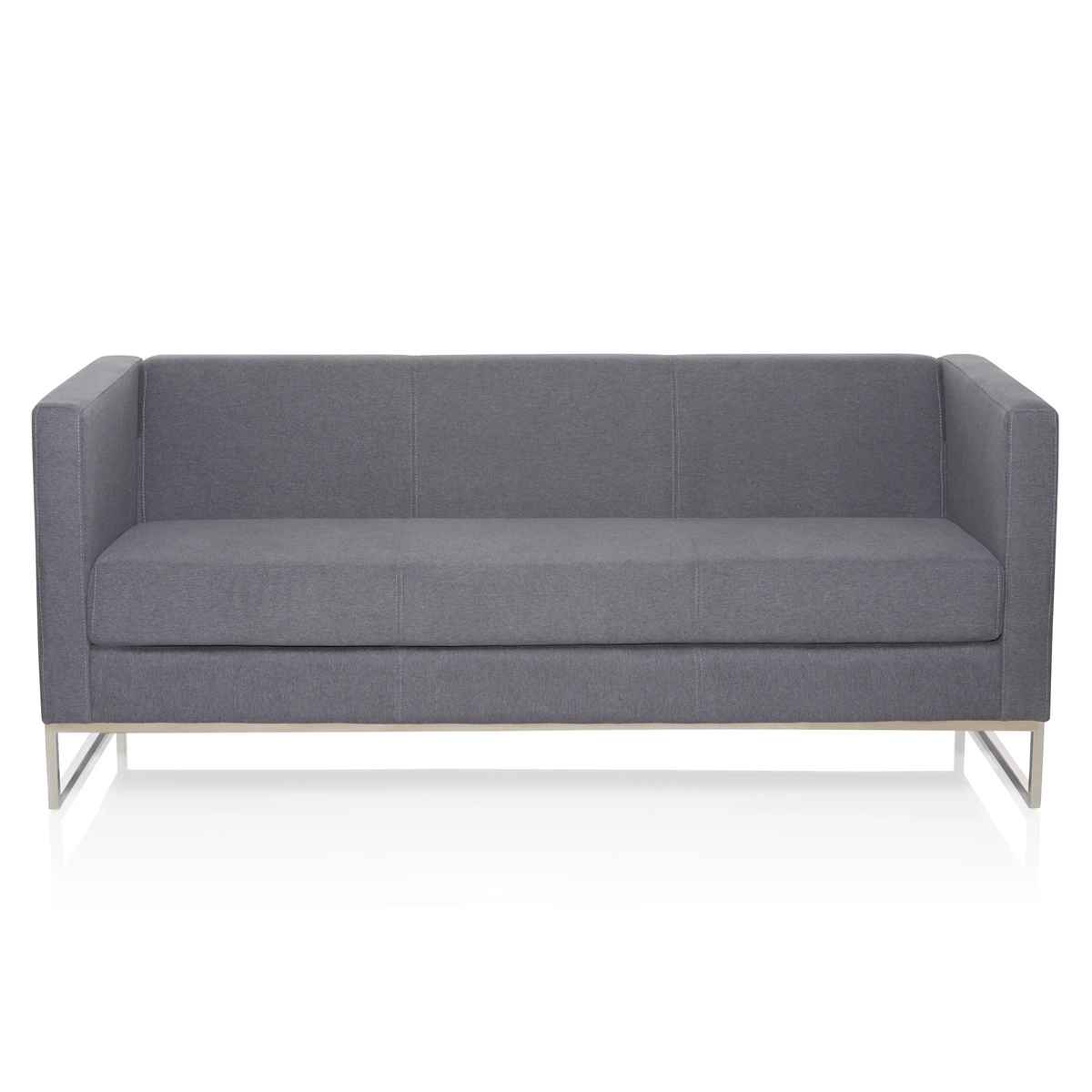 Mørkegrå loungesofa BARBADOS som 3-personers sofa med metalstel fra hjh OFFICE – 360-graders visning (forfra 0°)